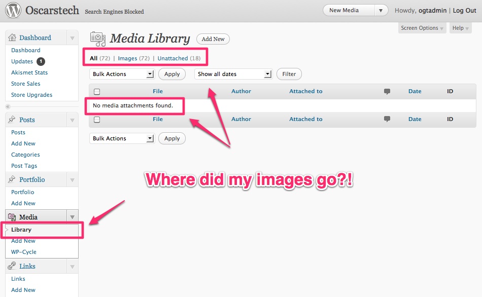 Media Library Not Showing Images On WordPress