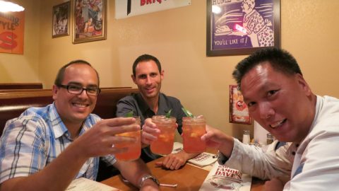 John, Marc and I planning our next JV over drinks.