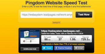 Load time for native Leadpages squeeze page