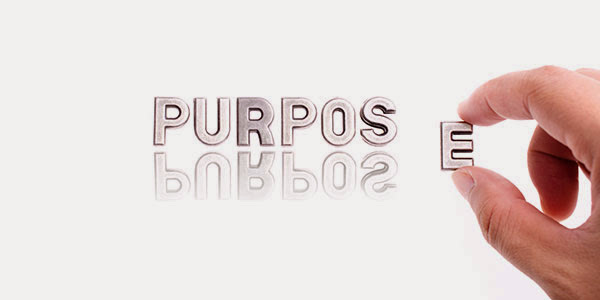 infographic with the word Purpose being assembled