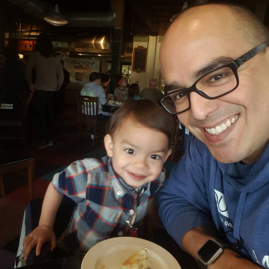 Having lunch with my little dude.