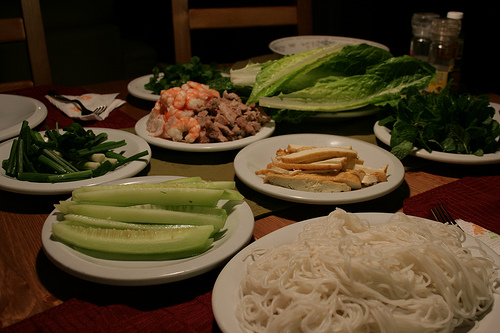 Rolling your own vietnamese spring rolls