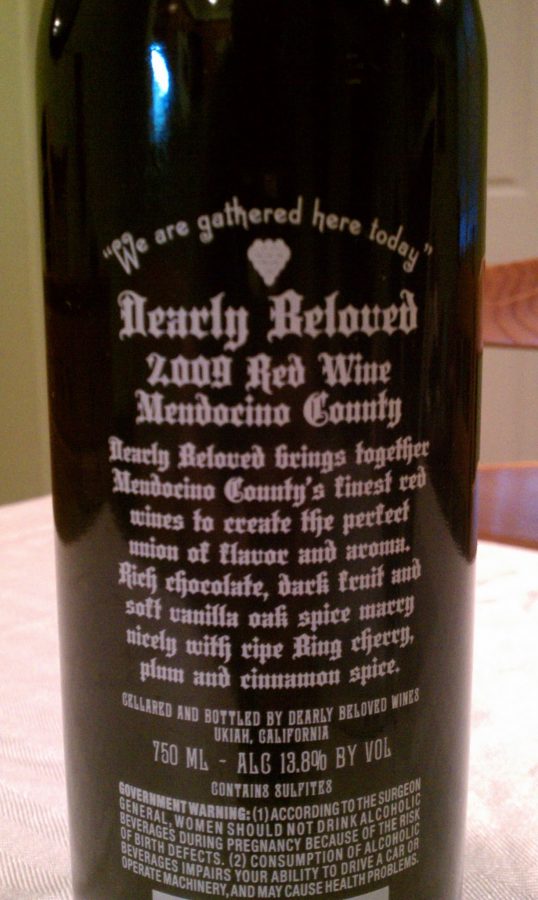 Dearly Beloved Red Wine Mendocino County 2009