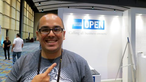 Oscar Gonzalez at American Express booth