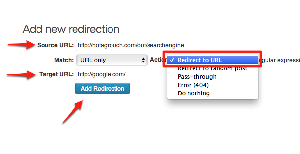 Creating a link redirect on WordPress with Redirection