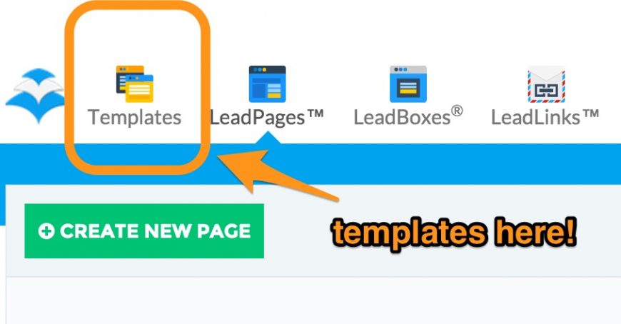 Templates in Leadpages screenshot