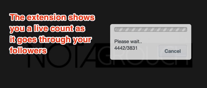 Screenshot of unfollow counter