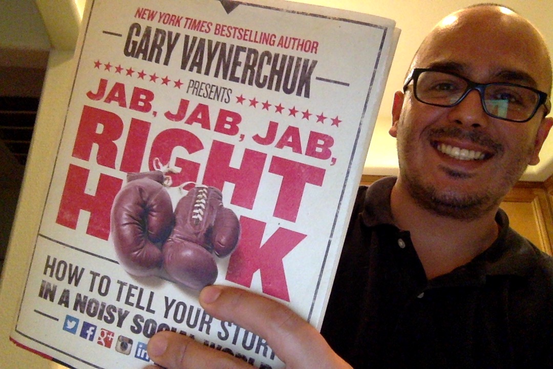 Picture of Oscar Gonzalez with the Jab Jab Jab Right Hook Book