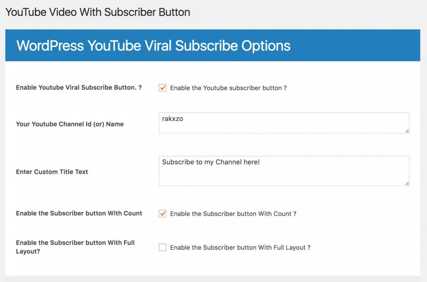 Screenshot of Youtube Viral Growth plugin for WordPress