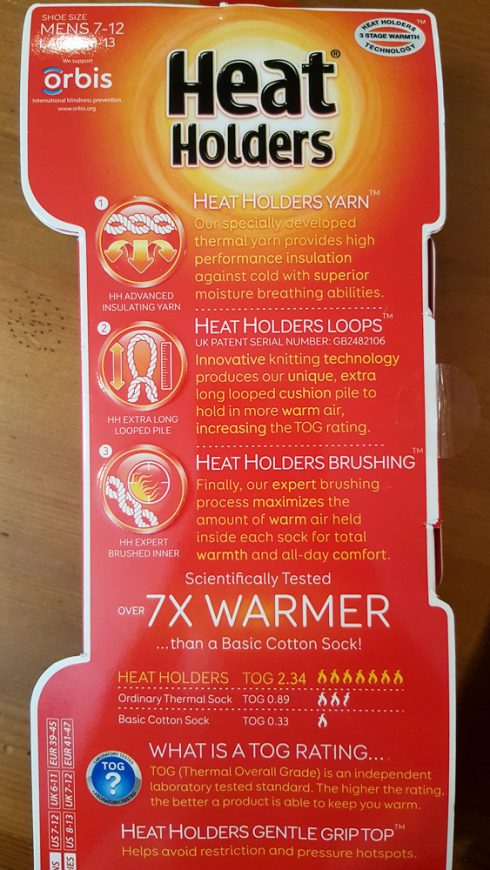 The backside of the packaging talks about the benefits of these socks.